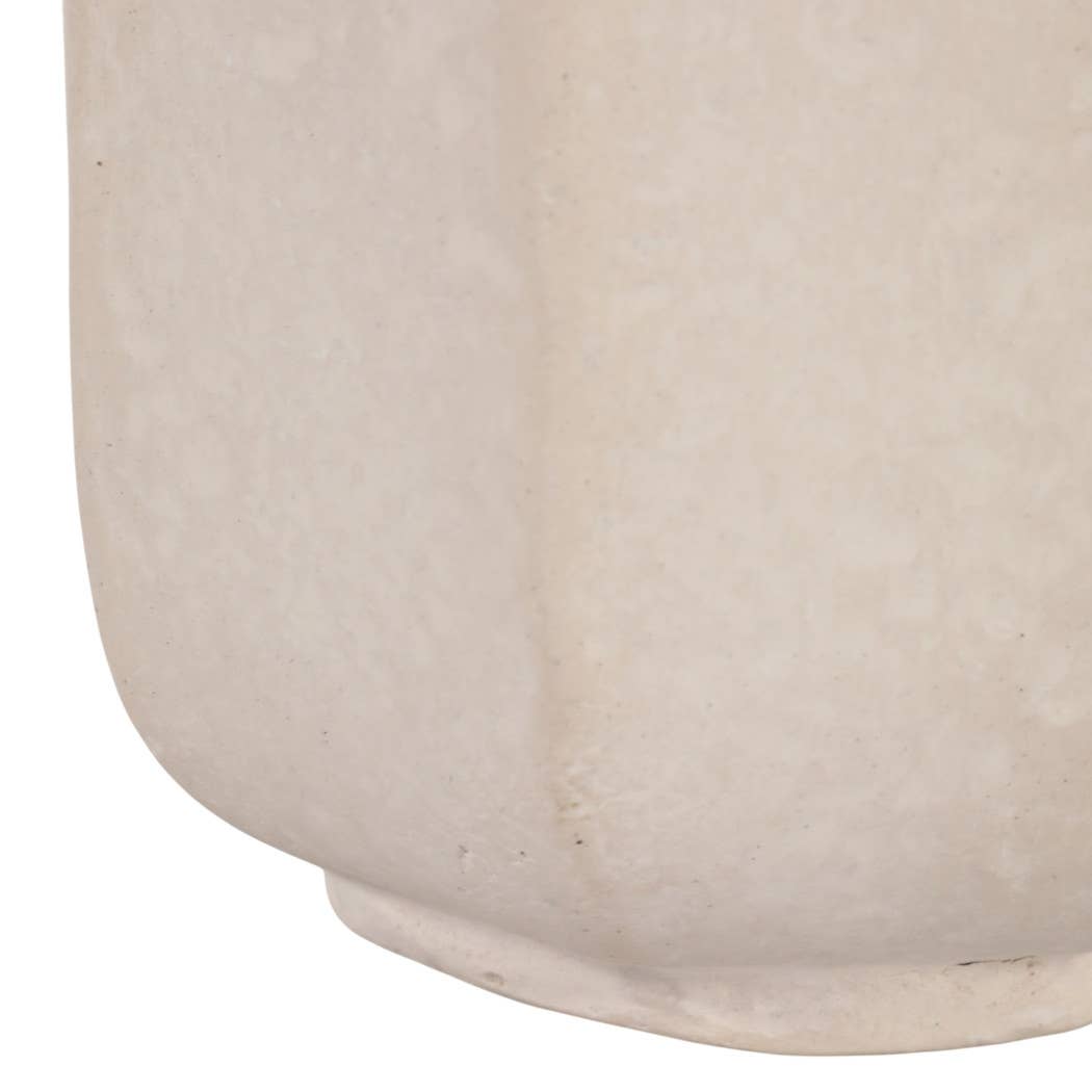 Decorative Vase - Ivory Paper Mache with Rattan Handle, 11in