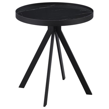 Briggs - Round Marble Printed Glass Top End Side Table