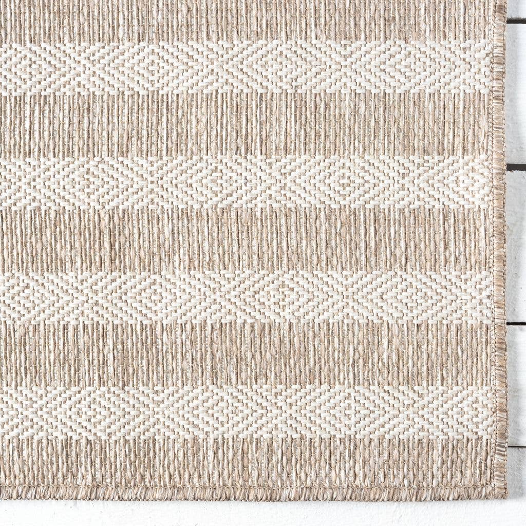 Ocean Striped Beige Brown Indoor/Outdoor Area Rug: 5'3" x 7'6"