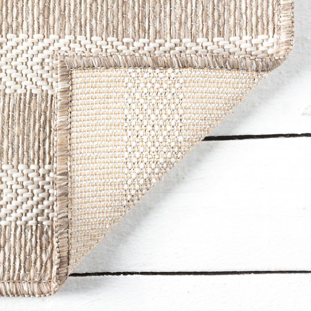 Ocean Striped Beige Brown Indoor/Outdoor Area Rug: 7'9" x 10'2"
