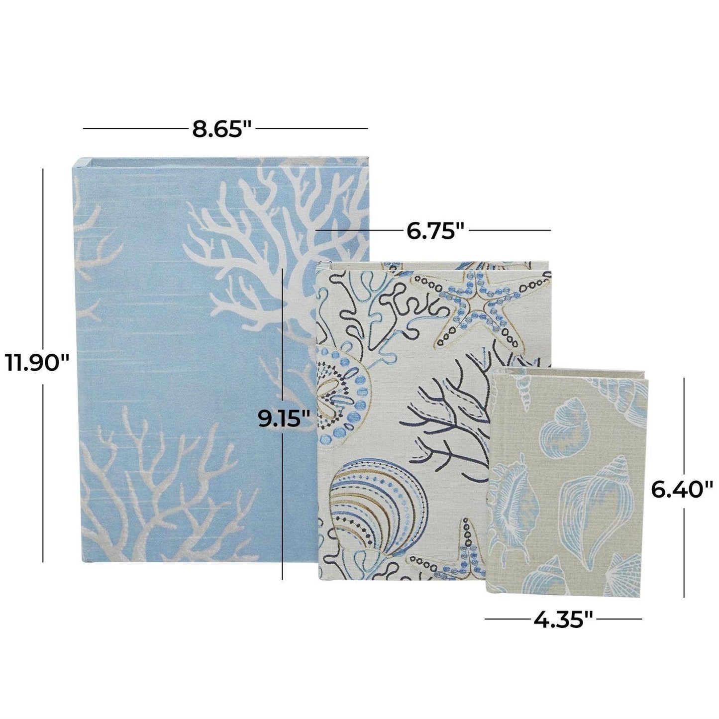 S/3 SEASIDE BOOK BOXES