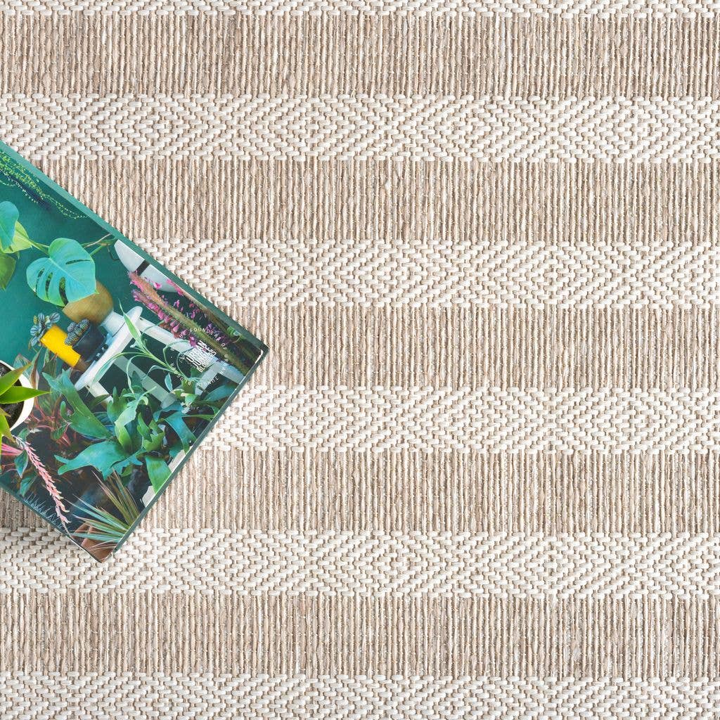 Ocean Striped Beige Brown Indoor/Outdoor Area Rug: 5'3" x 7'6"