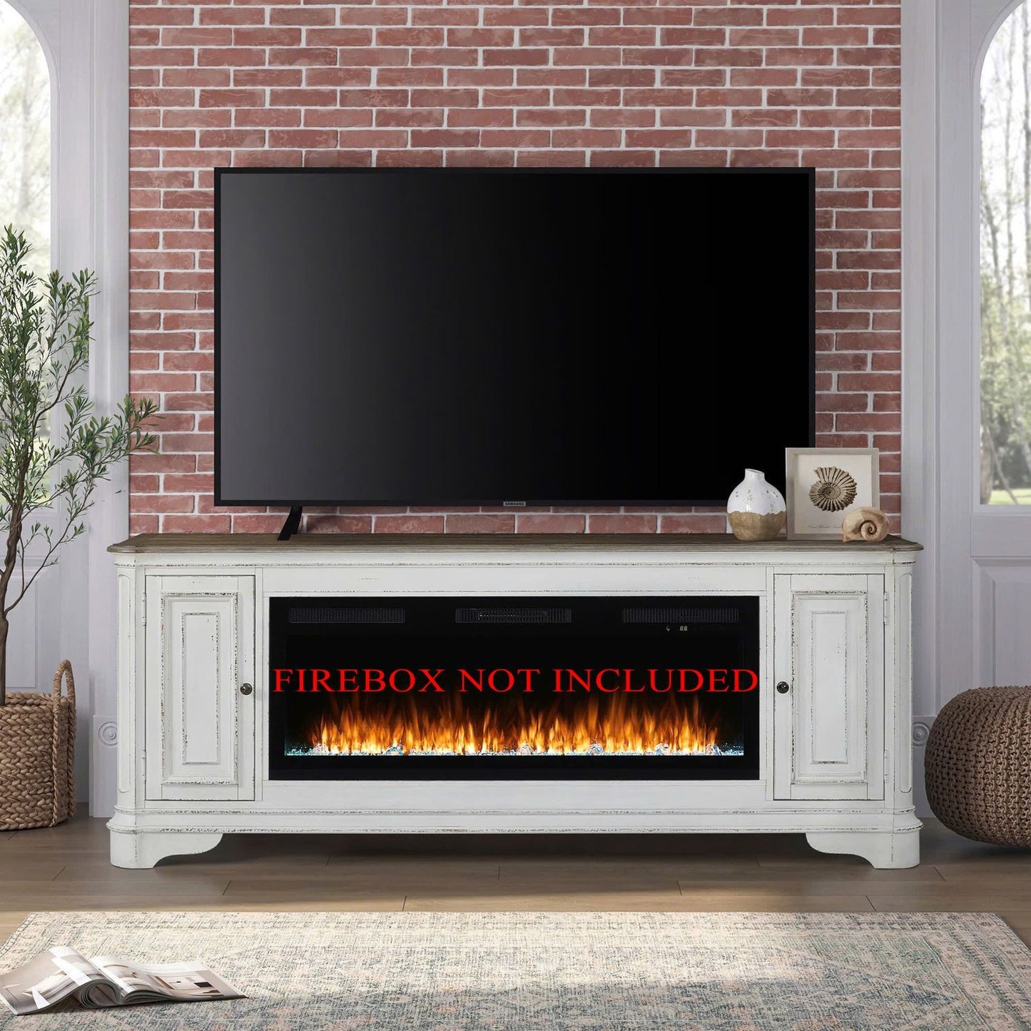 Fireplace TV Consoles - 82" Fireplace TV Console FTS - Brown