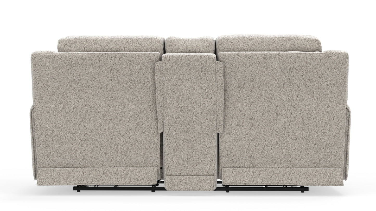 Micah - Power Headrest Power Deep Seat Reclining Console Loveseat - Oatmeal