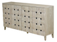 Wooden Weave 4-Door Credenza, Soft Close Doors, Grey Wash Finish.