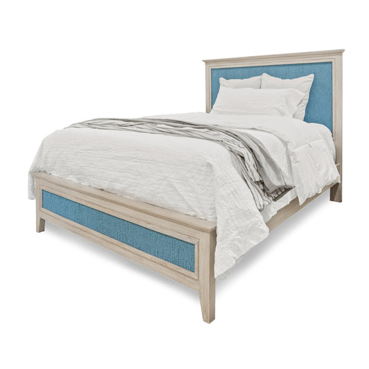 Ocean Isles King Woven Bed Ocean Blue and Aged Ivory Finish