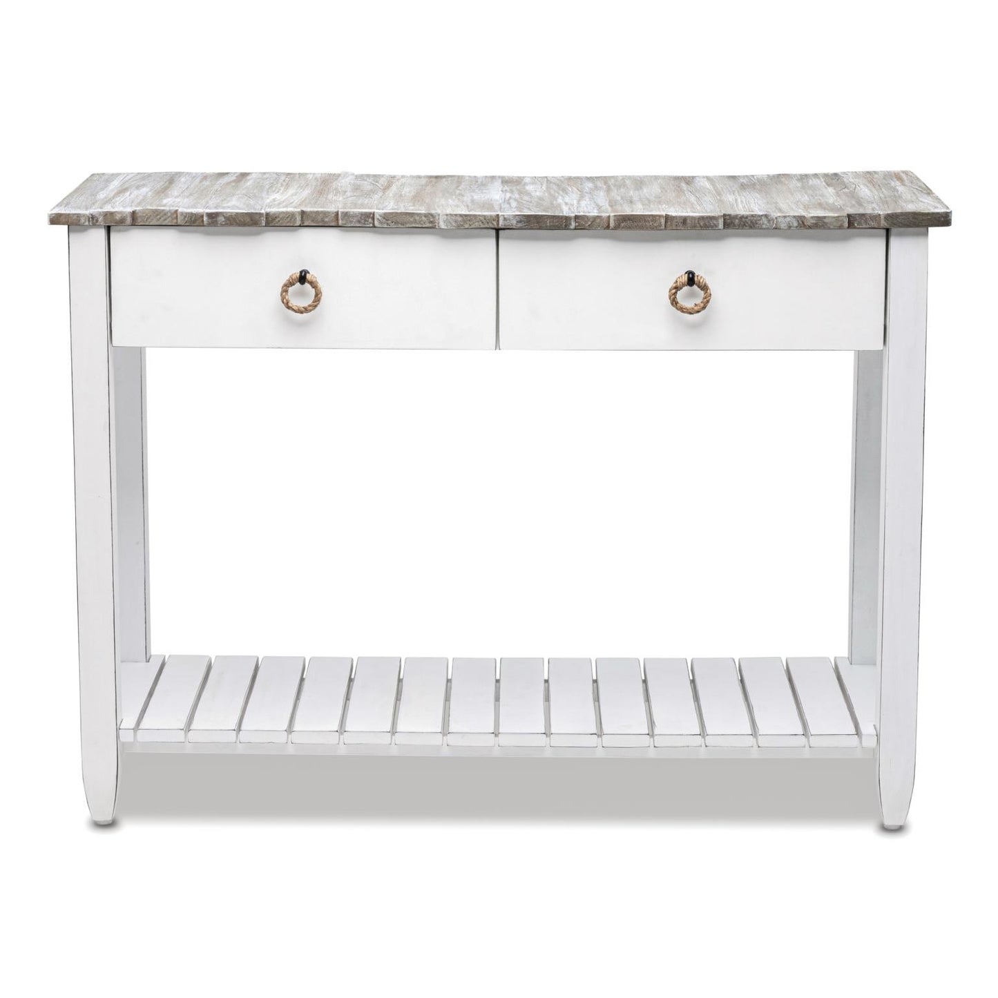 Picket Fence Console Table Grey/Blanc Finish