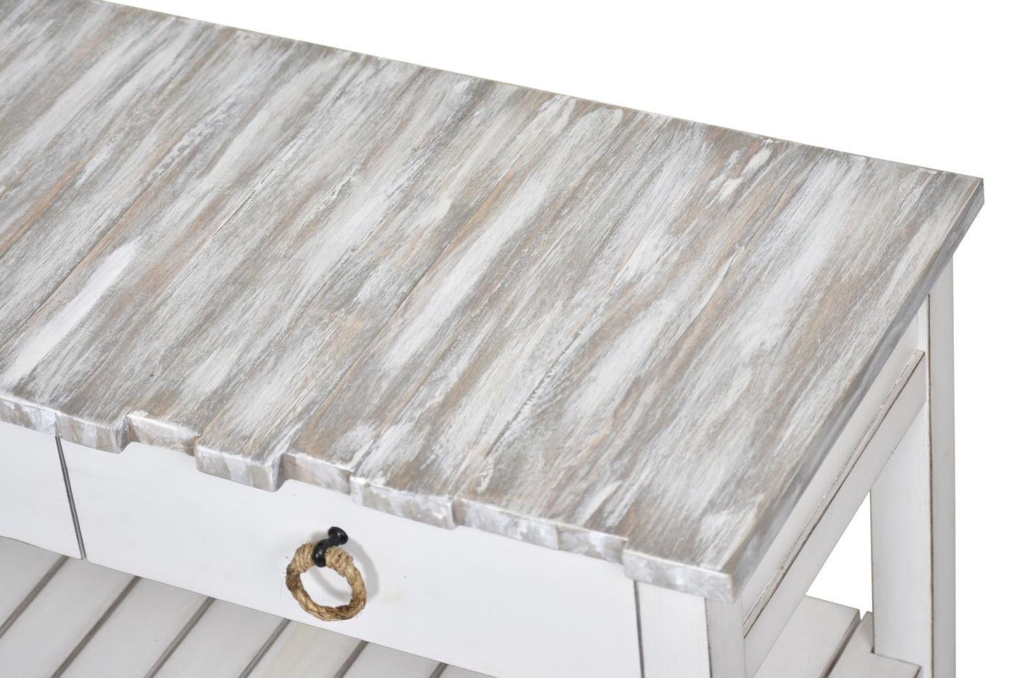 Picket Fence Console Table Grey/Blanc Finish