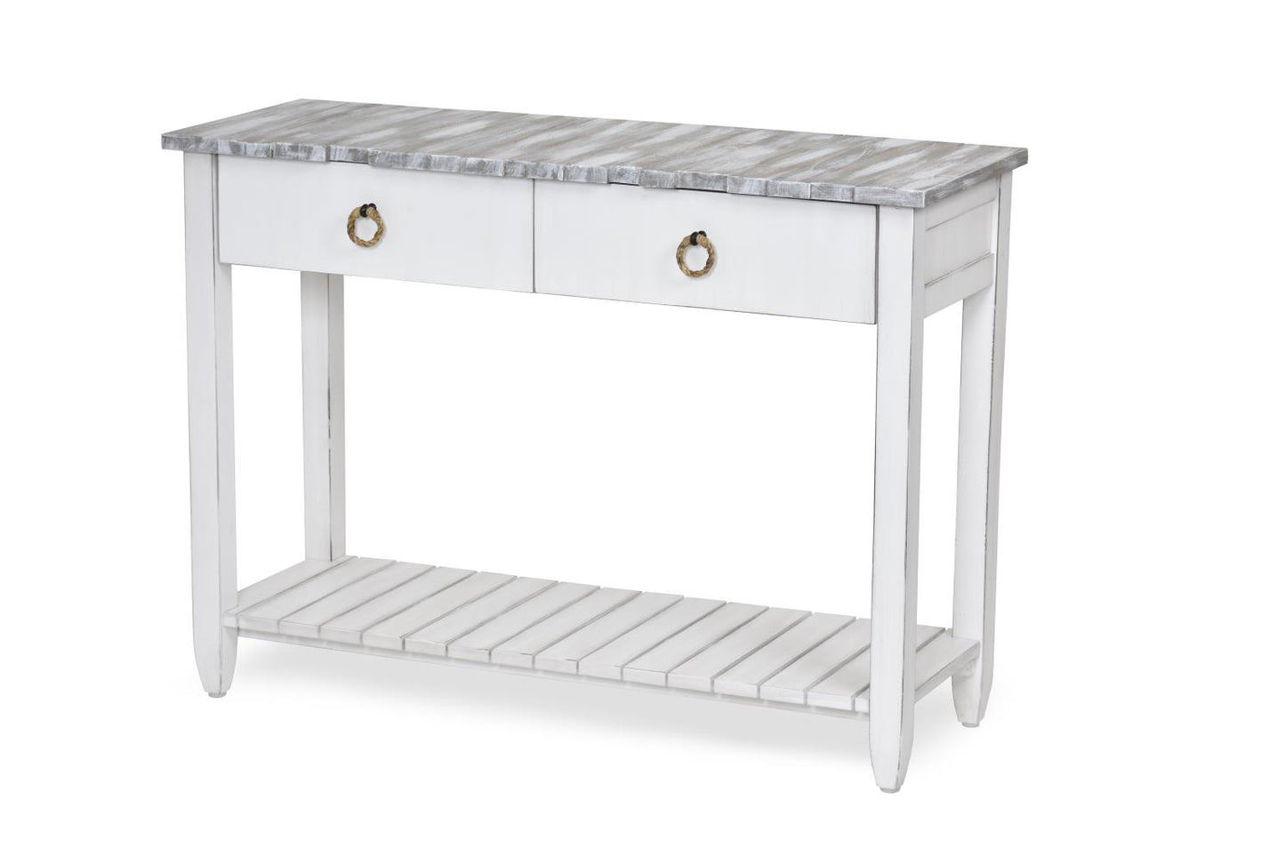 Picket Fence Console Table Grey/Blanc Finish