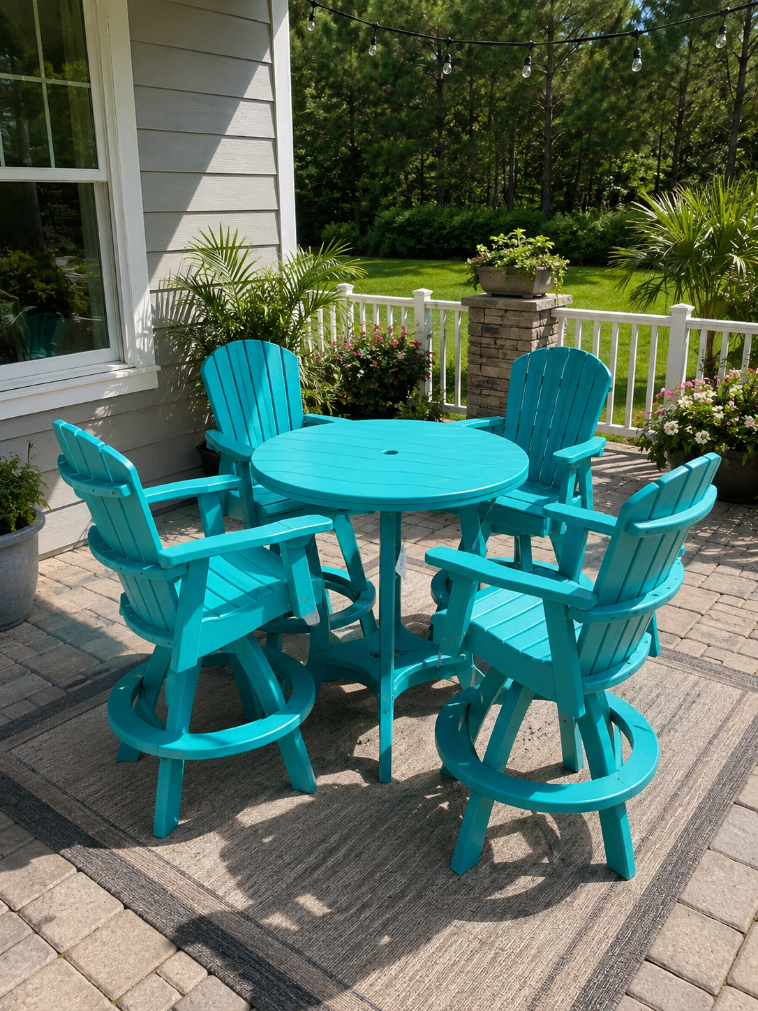 43" Round Serenity Table w/4 Supreme Swivel Chairs