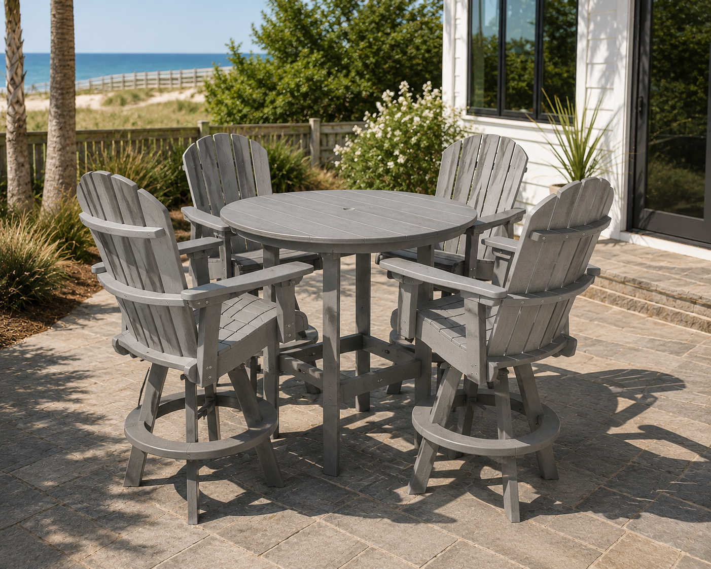 43" Round Serenity Table w/4 Supreme Swivel Chairs
