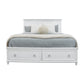 Point Breeze Queen Bed with Storage Fresh White Finish with Soft Grey Glaze