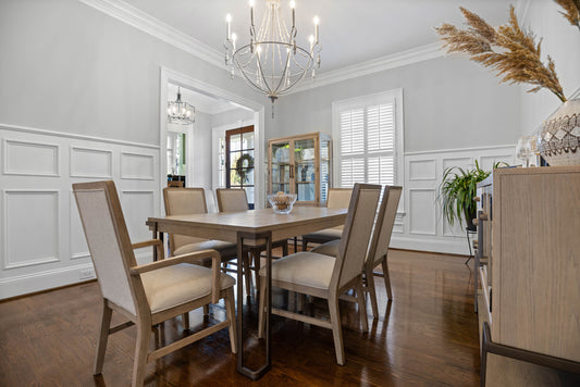 Rio Vista 68" Rectangular Dining Table with 18" self-storing leaf. Muted Earth Tones and Clay Finish