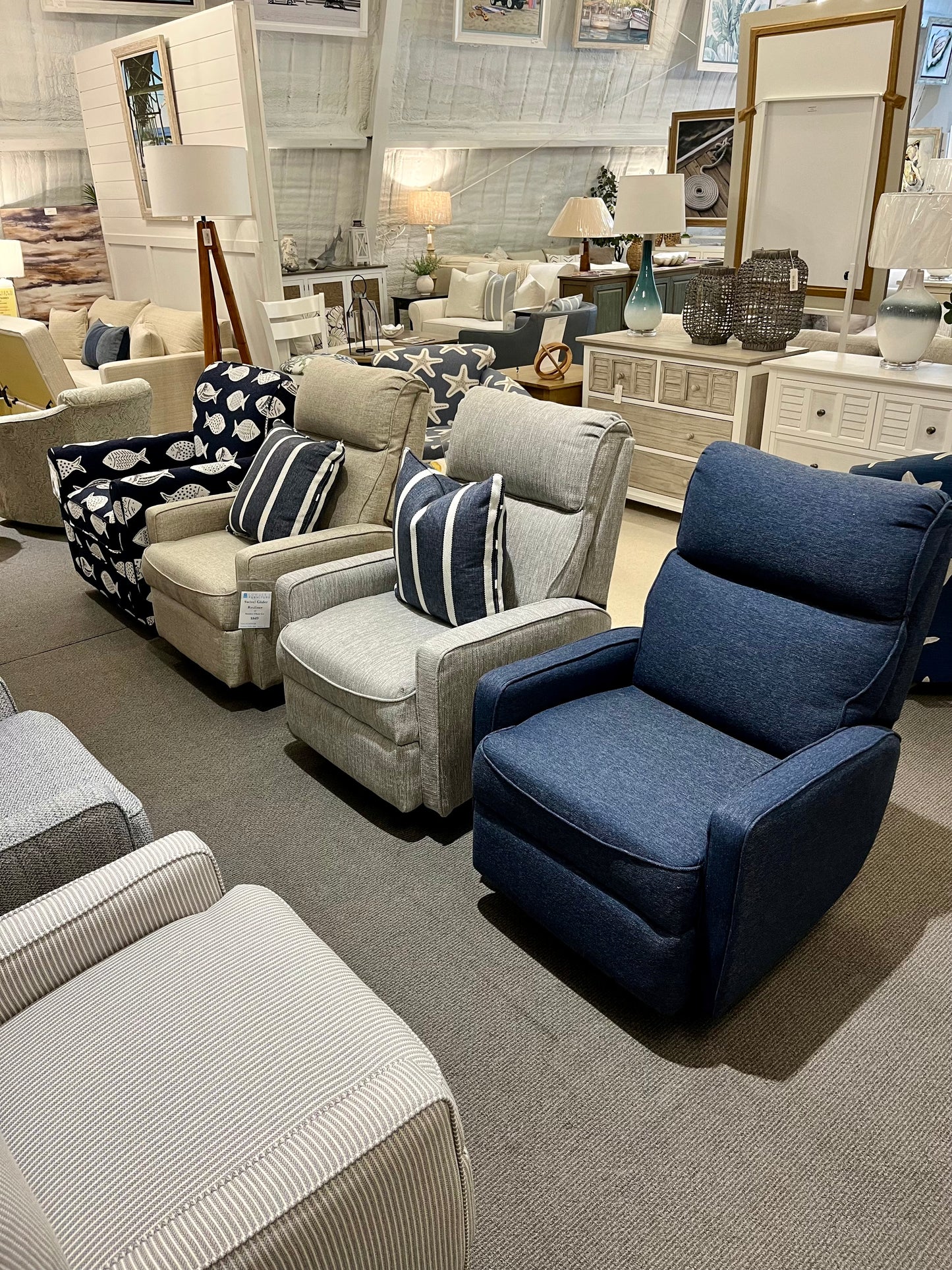 Swivel Glider Recliner in Max Indigo