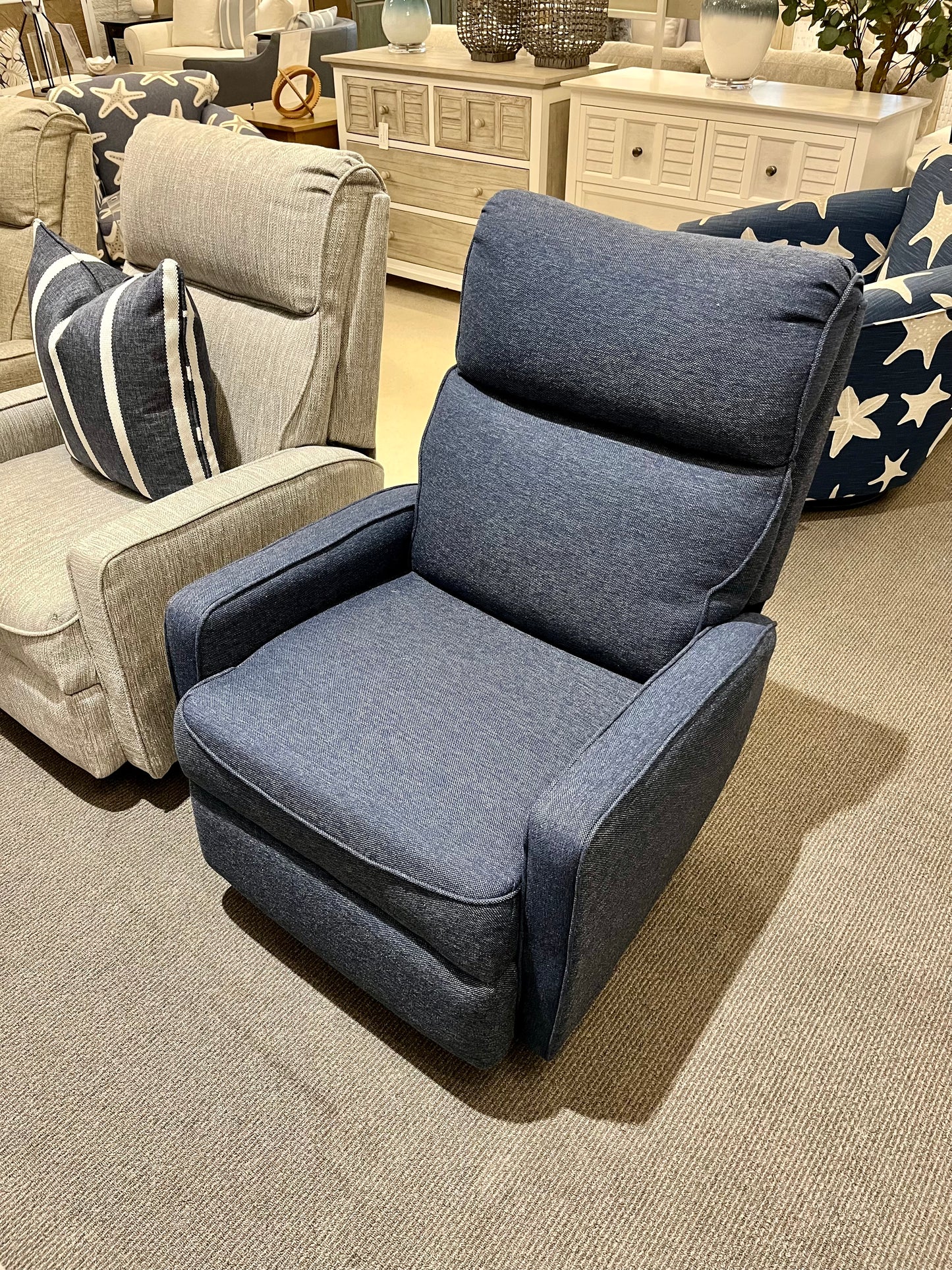 Swivel Glider Recliner in Max Indigo