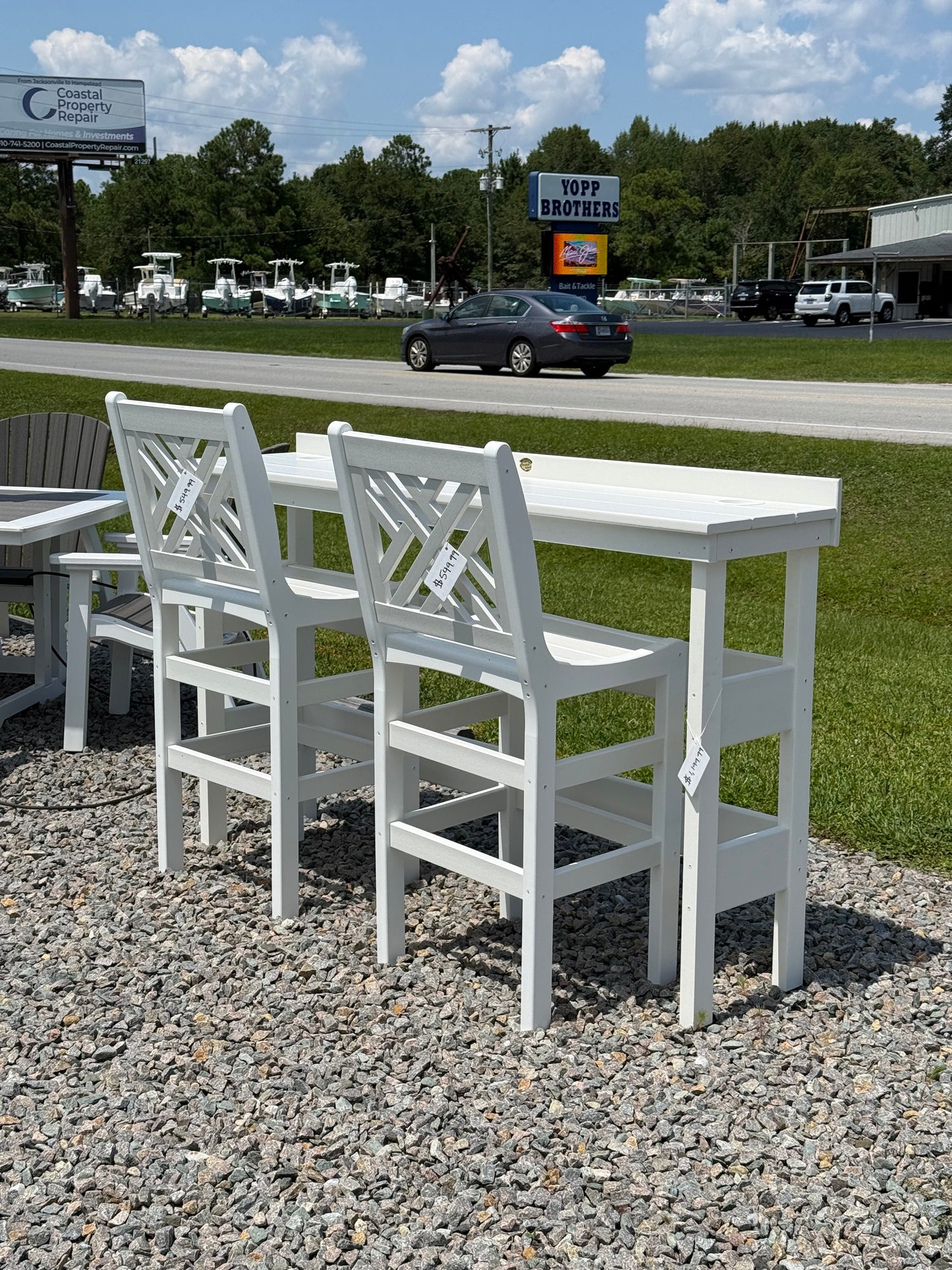 Pawley's Island Chippendale Bar Height Chairs in White