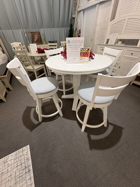 Hampton Counter Table w/ 4 Upholstered Swivel Stools