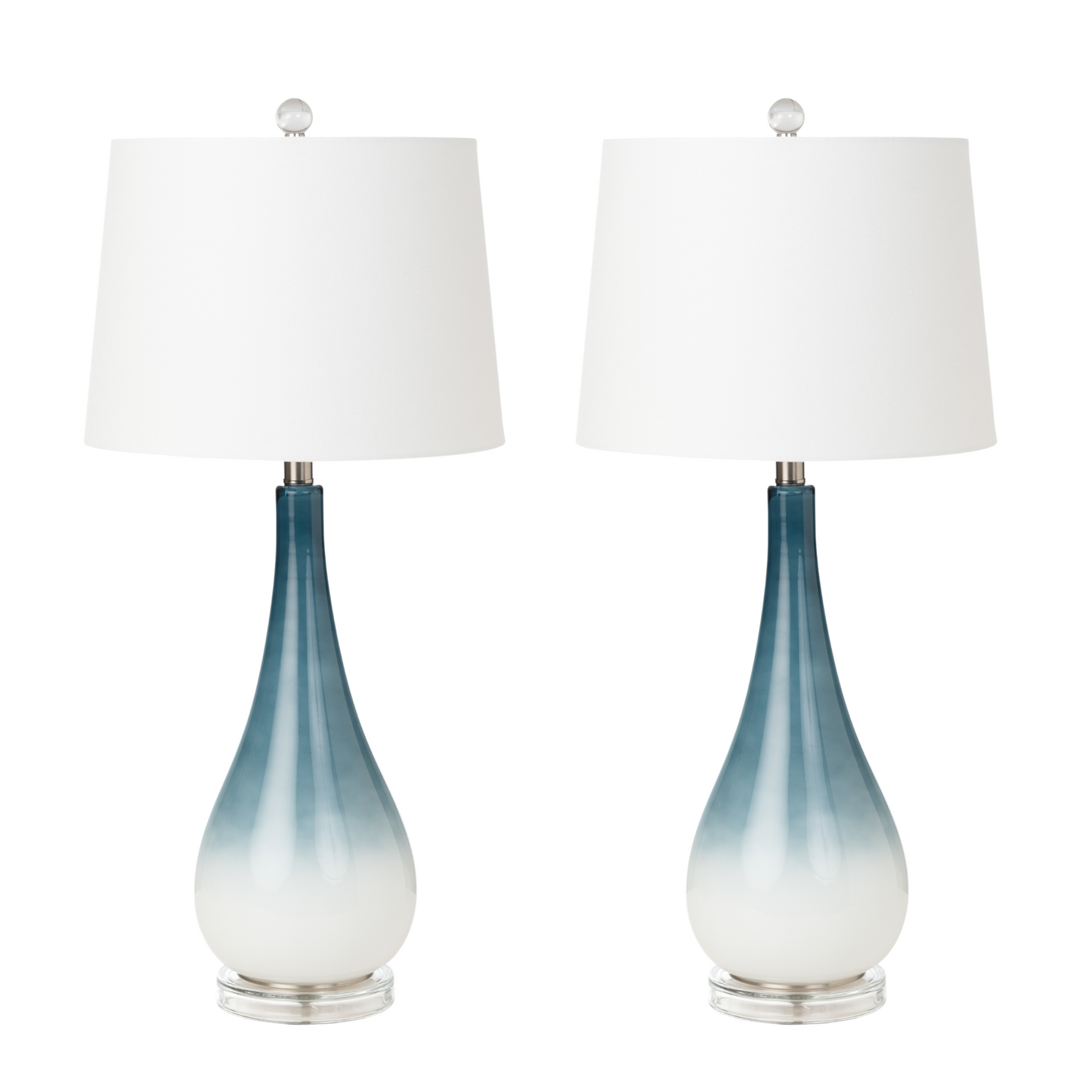 Lux Lighting  Stunning Ombre Black/White Glass Table Lamps with Linen Shade (Set of 2) 3-Way Switch