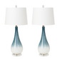 Lux Lighting  Stunning Ombre Black/White Glass Table Lamps with Linen Shade (Set of 2) 3-Way Switch