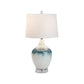 Lux Lighting Baldwyn Coastal Ombre Blue/White Glass Table Lamps with Linen Shade - Set of 2