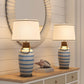 Harbor, 28" Blue Striped Ceramic Table Lamp w/ rope (Set of 2)
