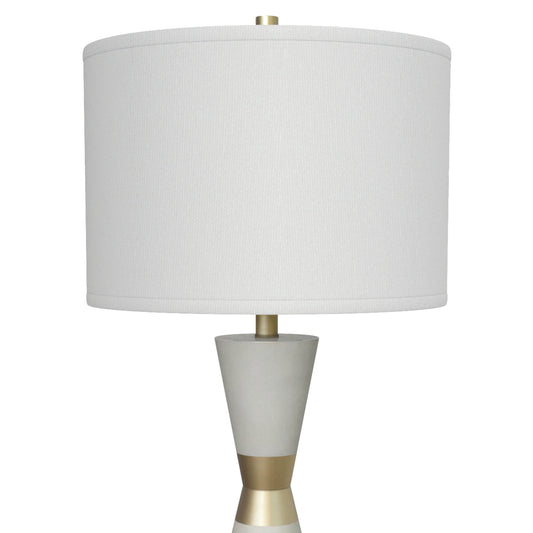 Hourglass, 30.5" White Resin & Metal Table Lamps (Set of 2, Contemporary)