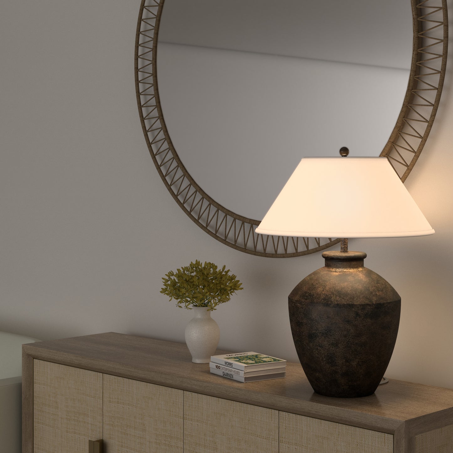 Terracotta, 30.5" Black Resin Table Lamp (Single, Textured Modern Style)