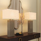 Lux Lighting  29" Stunning Gold and White Linen Shade Table Lamps (Set of 2) 3-Way Switch