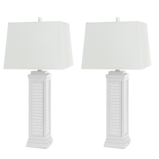Lux Lighting Shutter 32” Bright White Shutter Lamp with USB Charging port, (Set of 2) 3-Way Switch