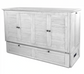 Surfside Queen Cabinet Murphy Bed with Memory Foam Mattress. Weathered White finish