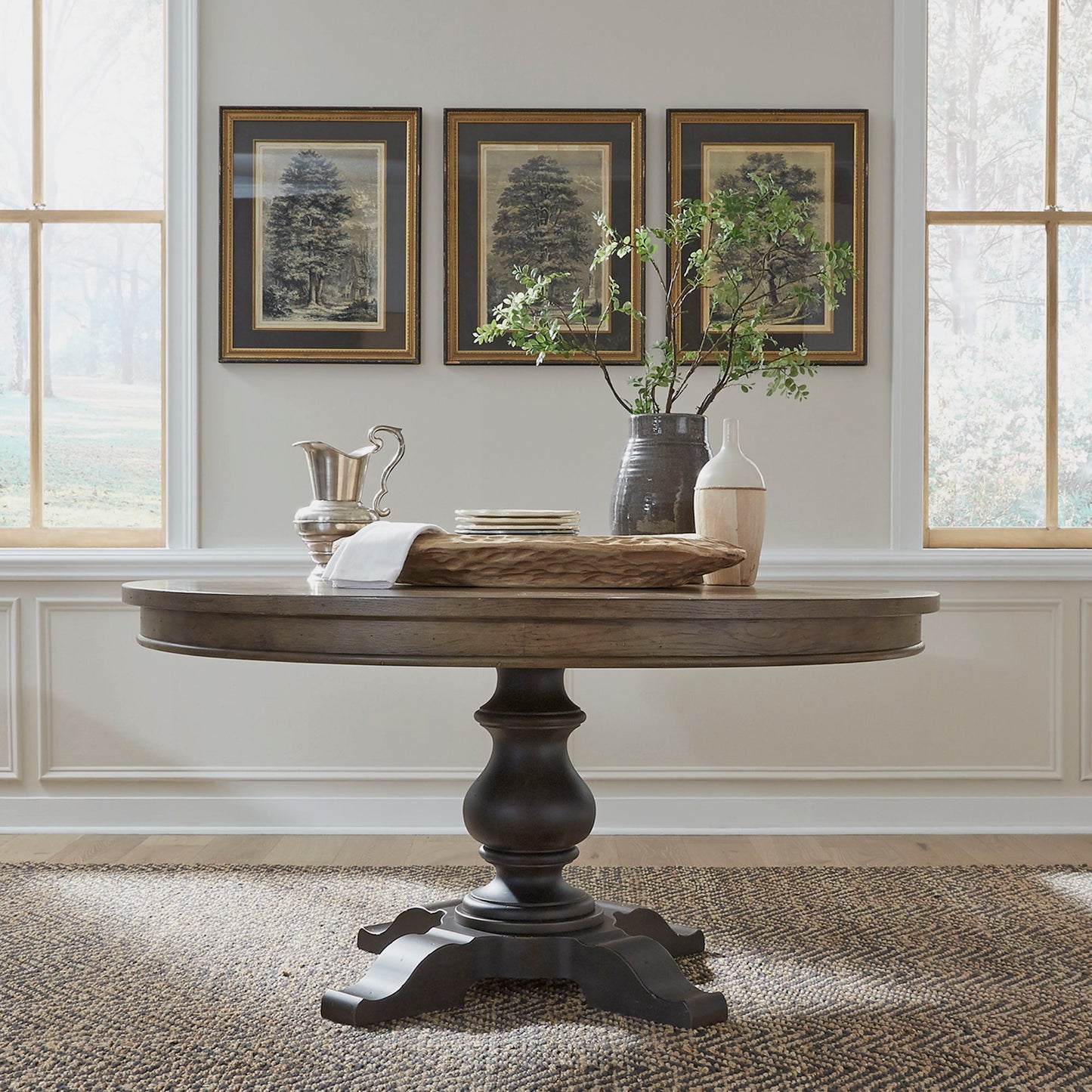 Americana Farmhouse - Pedestal Table - Dark Brown