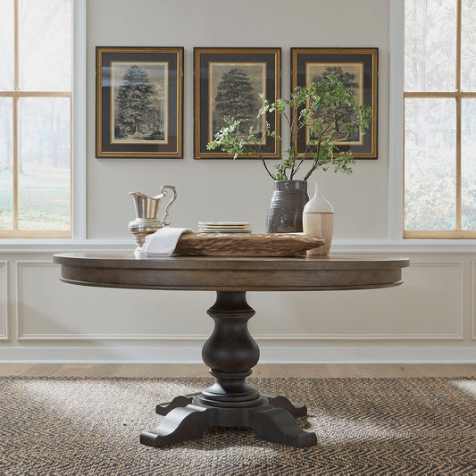 Americana Farmhouse - Pedestal Table - Dark Brown