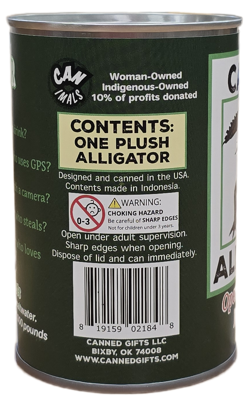 Rex the Canned Alligator | Stuffed Animal Plush w/Jokes: Pop Top Lid