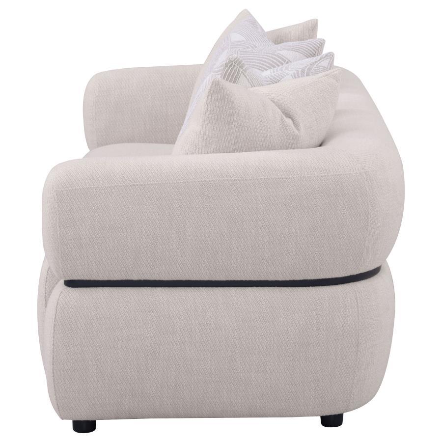 Jeanette - 84" Fabric Upholstered Round Arm Sofa - Beige