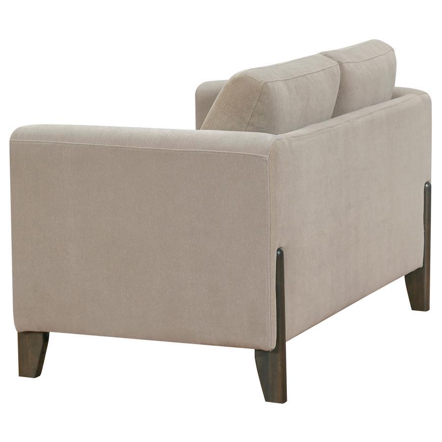 Islington - Fabric Upholstered Panel Arm Loveseat - Taupe