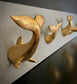 Resin Gold-leaf Whale Tail on Cement Panel,39x5x8"