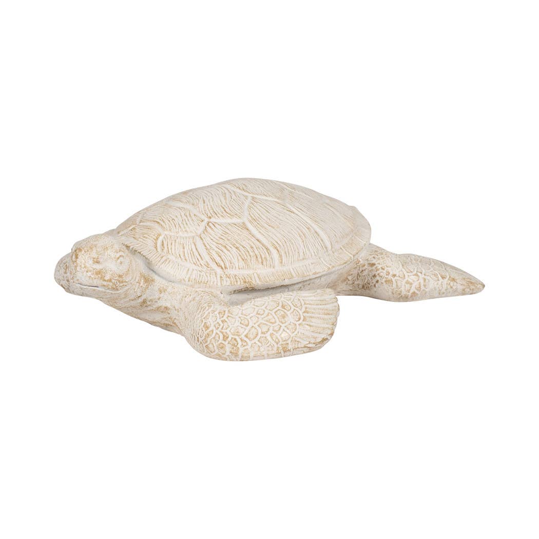 Decorative Figurine - Ivory Resin Solid Sea Turtle. 10 in.