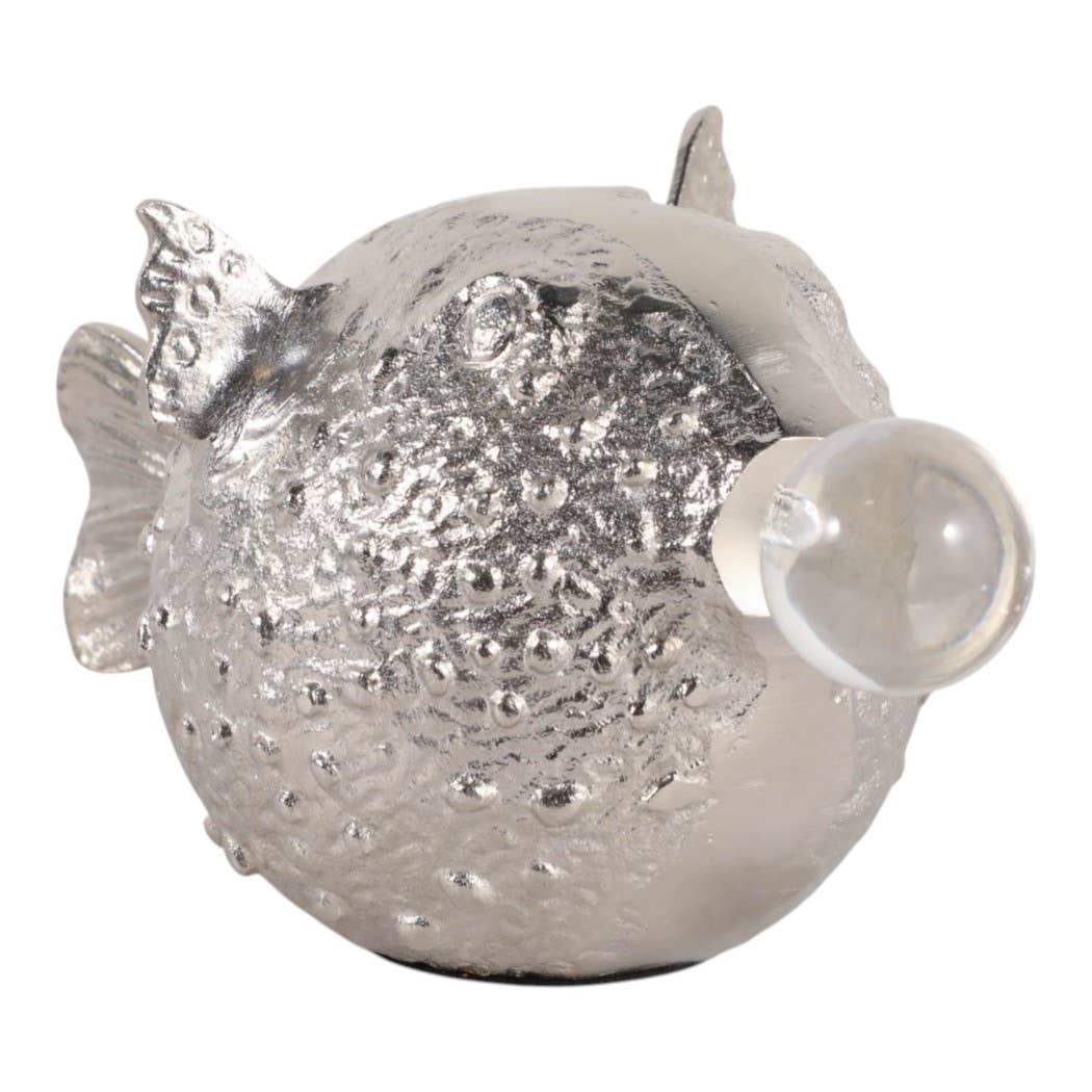 9" Aluminum Fish W/acrylic Ball, Silver