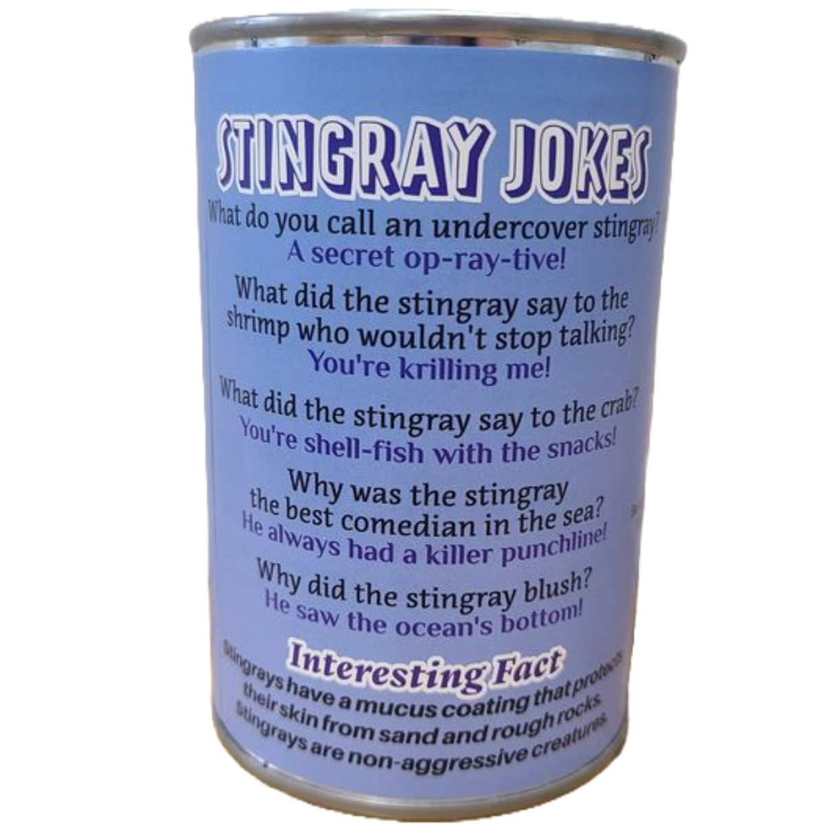 Ray the Canned Stingray- Aquarium Plush in Can w/Jokes: Pop Top Lid