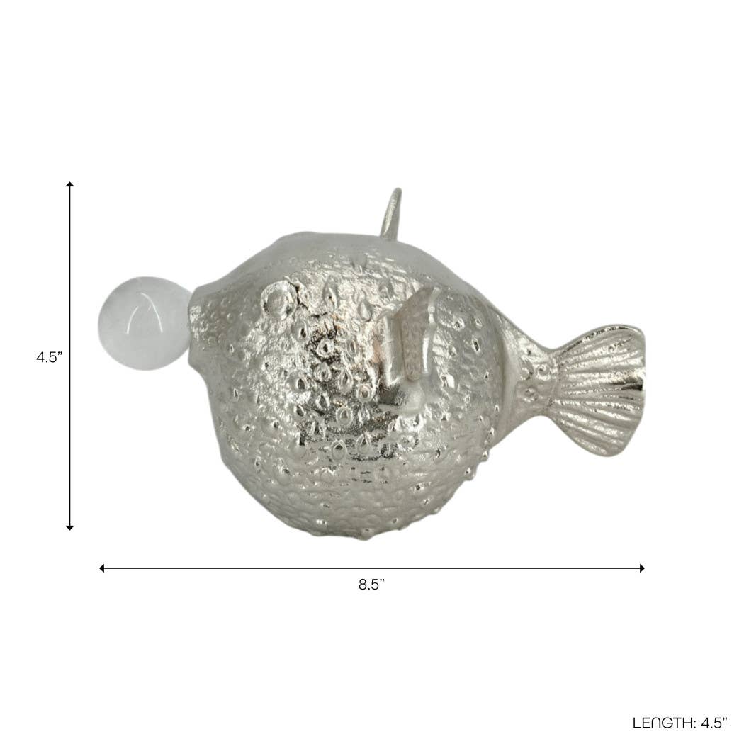 9" Aluminum Fish W/acrylic Ball, Silver
