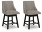 Neymorton - Dark Grayish Brown - Upholstered Swivel Barstool (Set of 2)