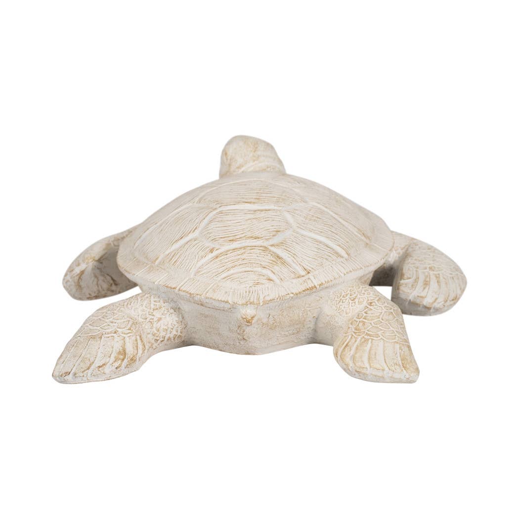 Decorative Figurine - Ivory Resin Solid Sea Turtle. 10 in.