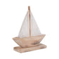 Brown/White 14 in. Wood Coastal Sailboat Sculpture