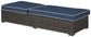 Grasson - Brown / Blue - Chaise Lounge with Cushion