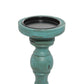 Traditional Teal Wooden Candle Holder Set