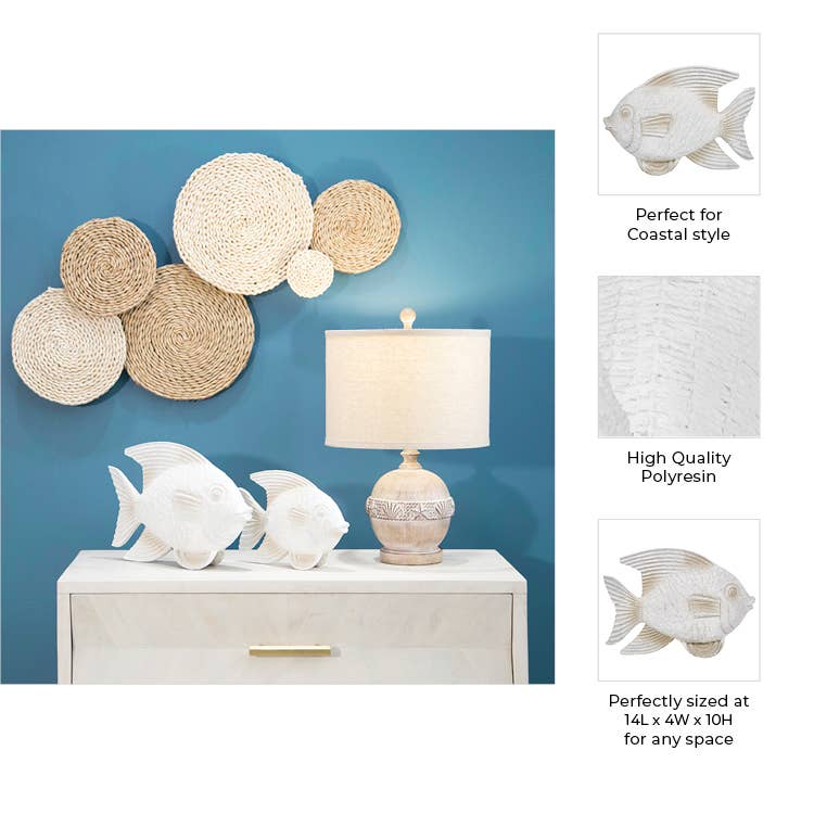 Resin Coastal Fish Decorative Figurine - White, 14 in.