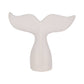 Figurine - White Ceramic Textured Whale Tail, 10 in.