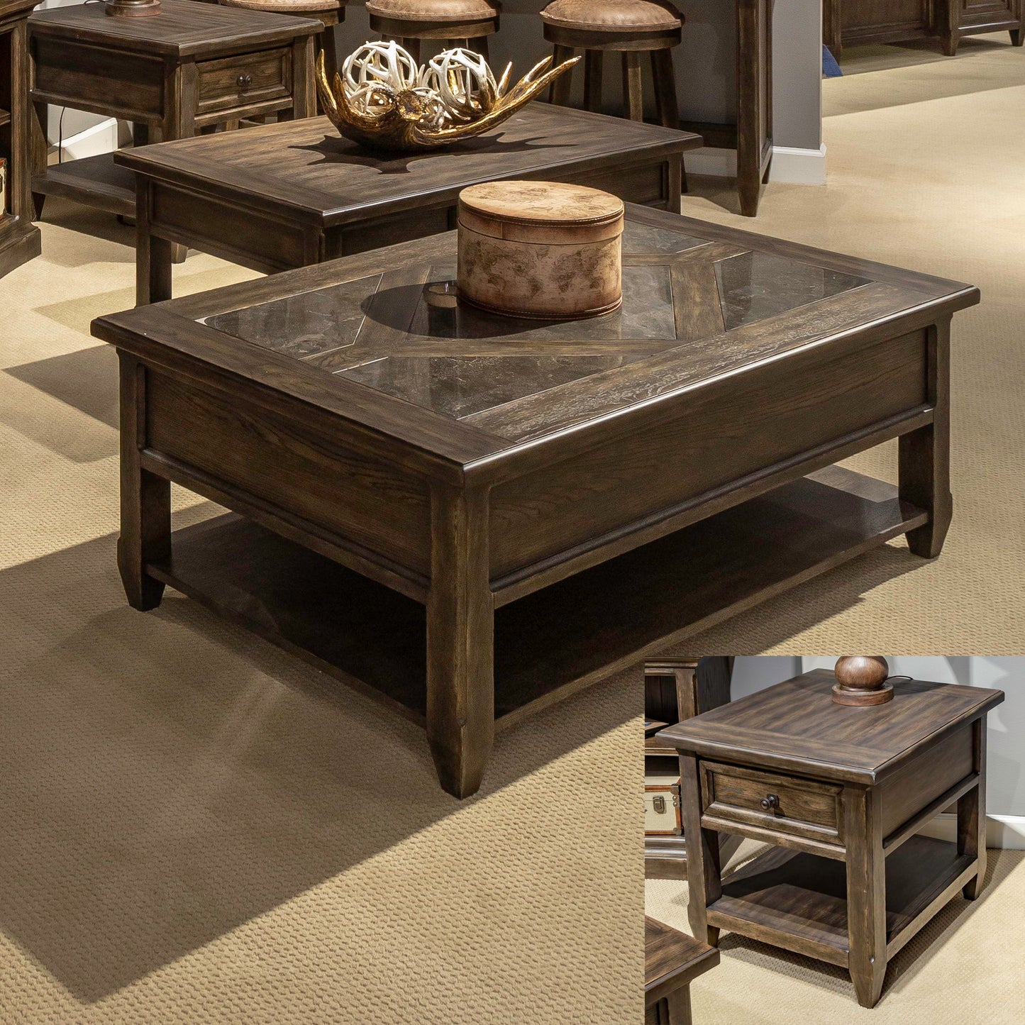 Paradise Valley - 3 Piece Table Set - Dark Brown