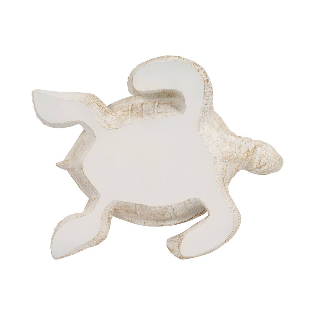 Decorative Figurine - Ivory Resin Solid Sea Turtle. 10 in.