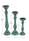 Traditional Teal Wooden Candle Holder Set